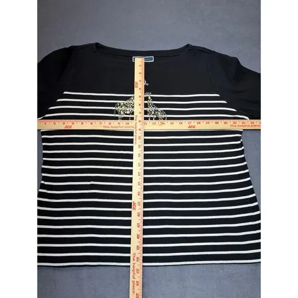 Karen Scott Womens Size XXL Giraffe Safari Gemstone Blouse Shirt Top Black/White - Picture 6 of 9